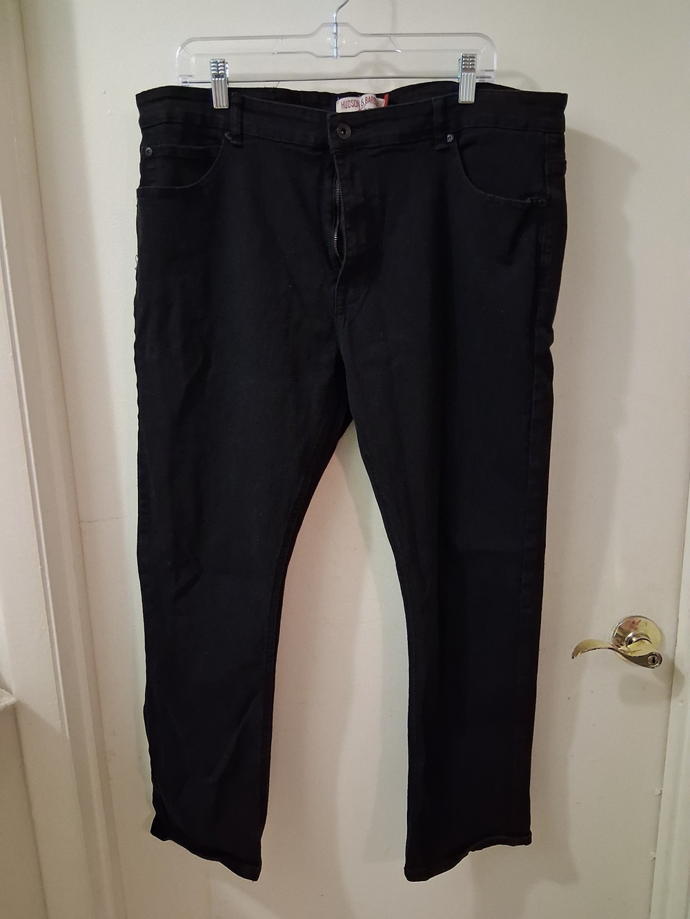 Hudson & Barrow Men's Black Stretch Denim Jeans Slim Fit Straight 5-Pocket - Picture 2 of 5